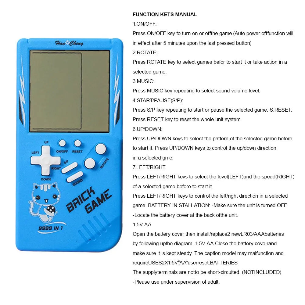 Classic Retro Puzzle Handheld Game Console Toy for Kids